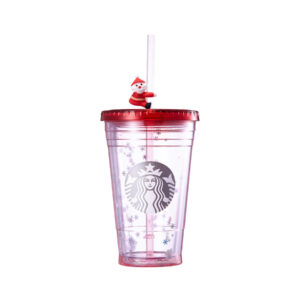 2017韓國星巴克聖誕老人吸管公仔冷飲杯473ml