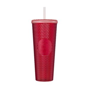 2021韓國星巴克神聖紅色閃亮飾釘冷飲杯710ml